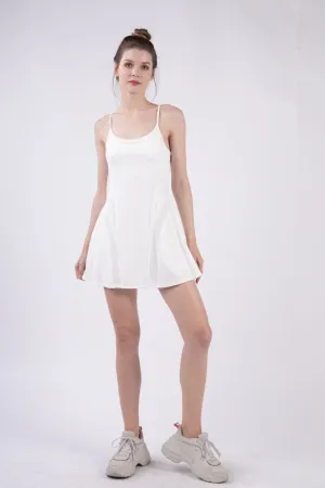 Hot Girl Active Tennis Dress with Unitard Liner In White