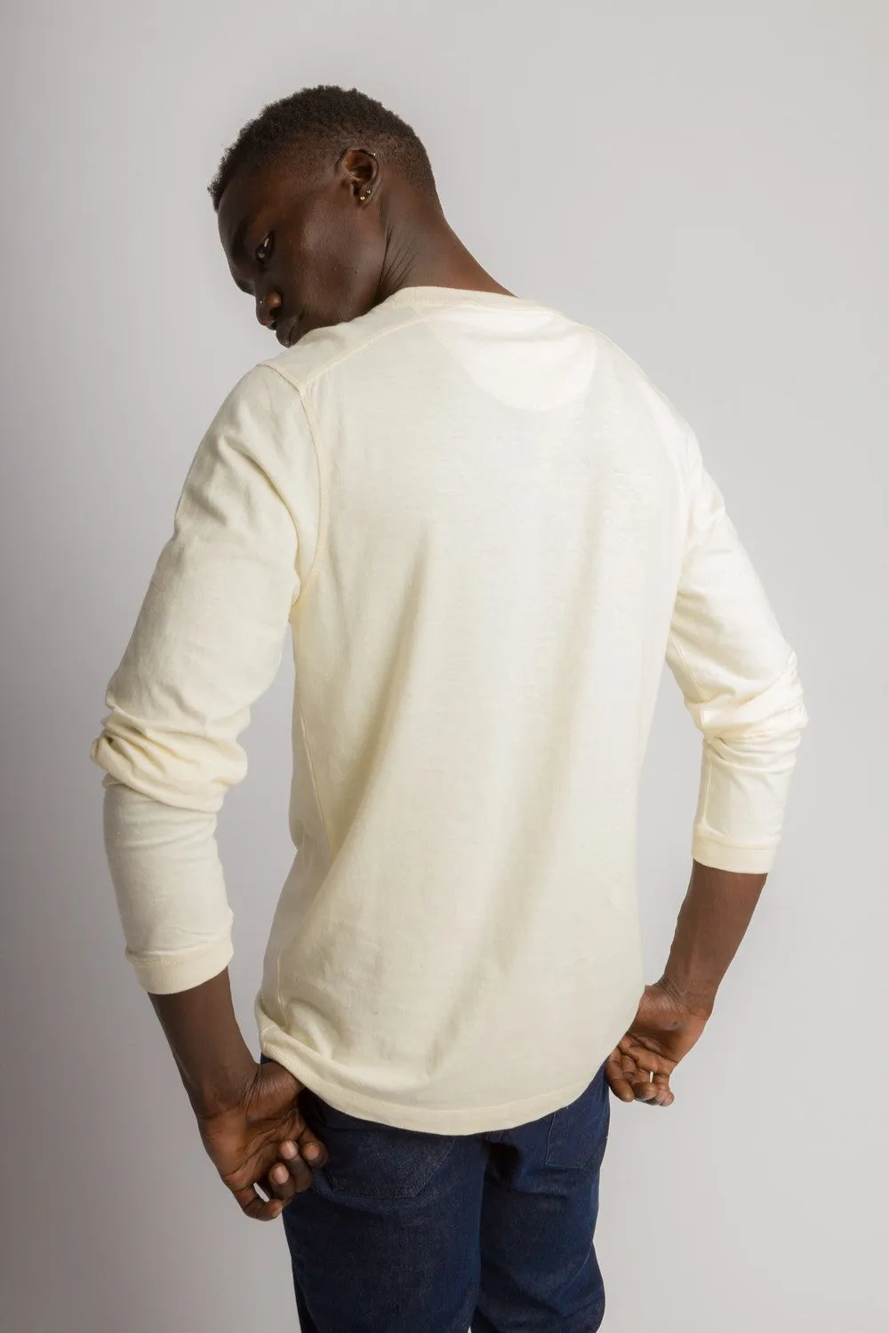 Ivan | Men's Stain Proof Relaxed Long Sleeve Cotton Linen Knit Top