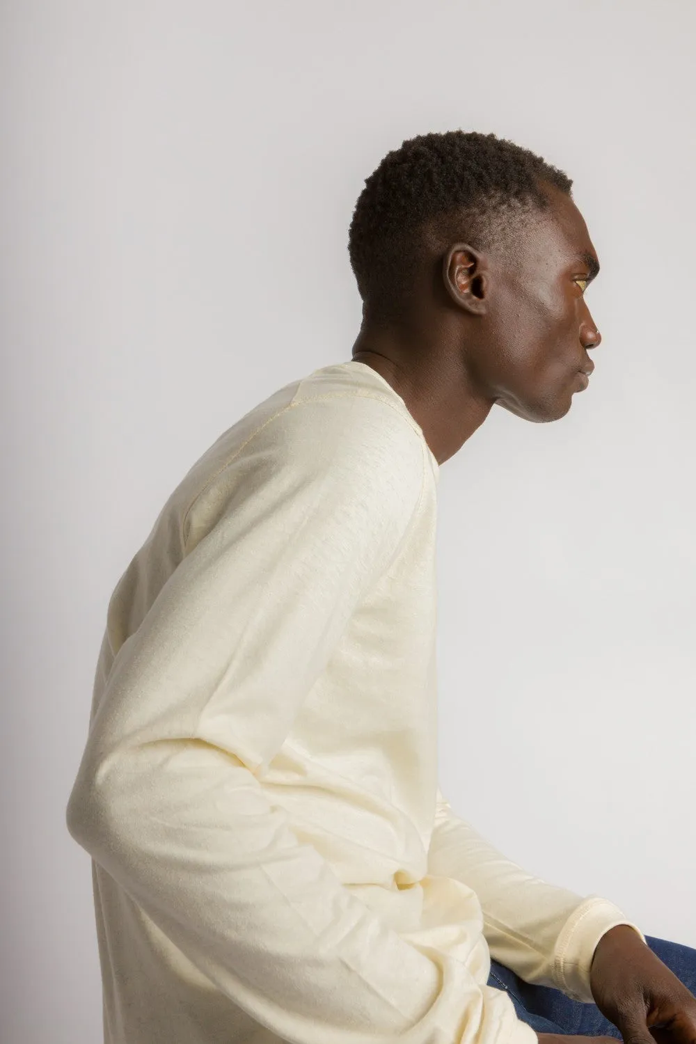 Ivan | Men's Stain Proof Relaxed Long Sleeve Cotton Linen Knit Top