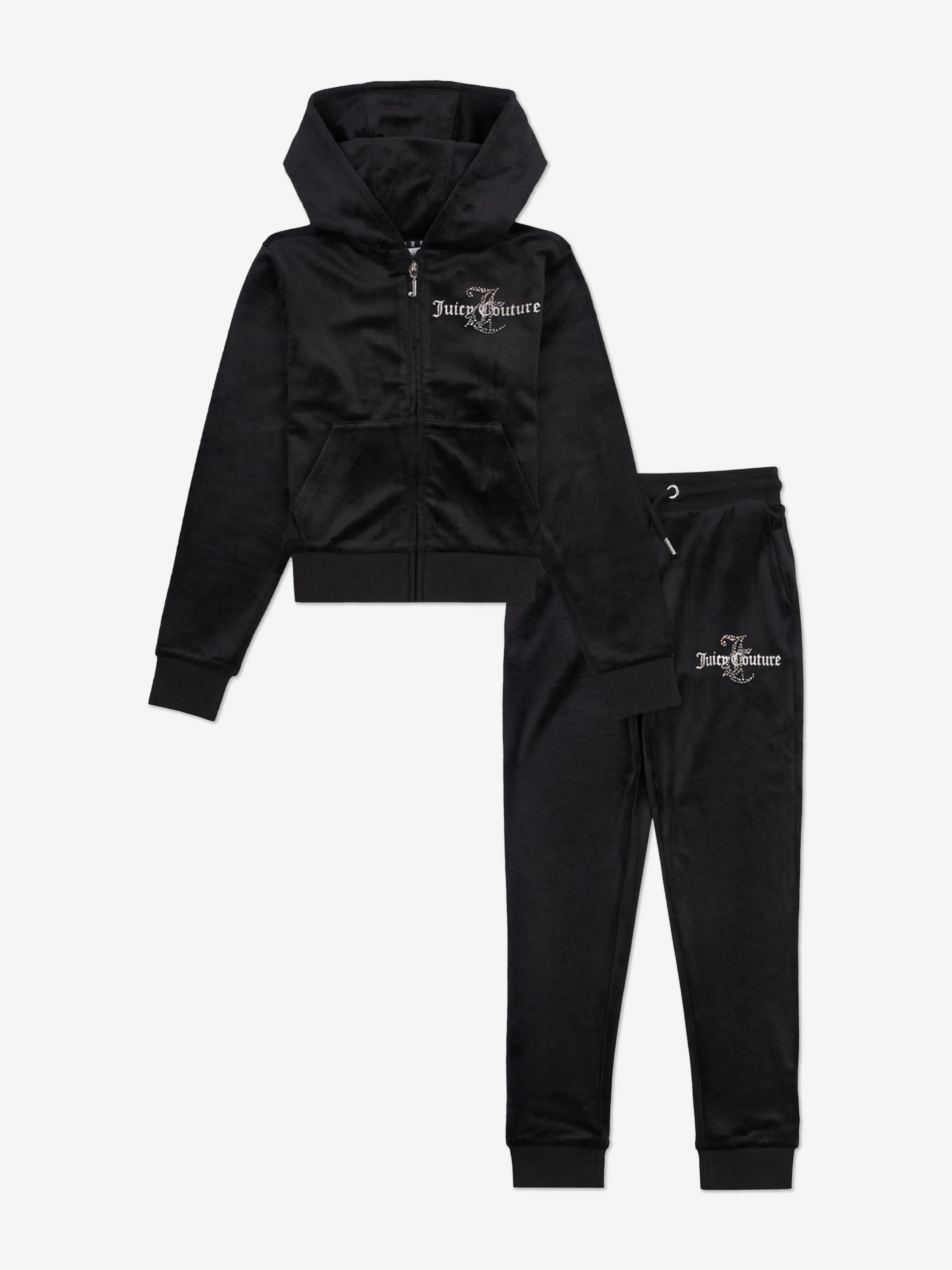 Juicy Couture Girls Diamante Logo Tracksuit in Black