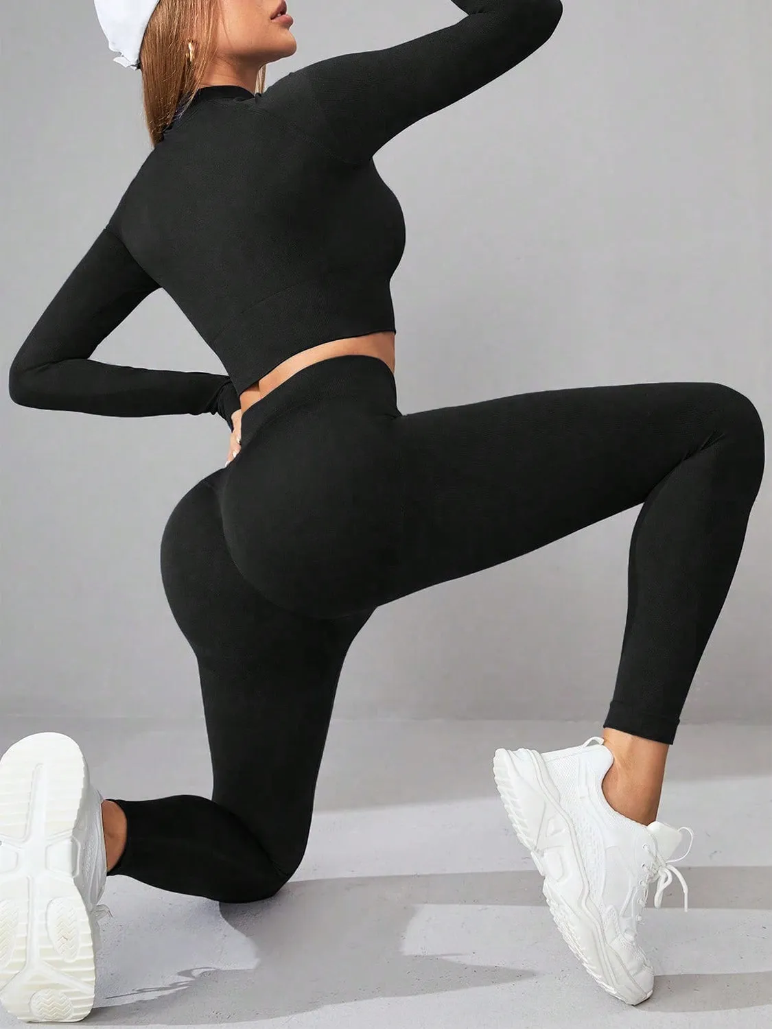 kesley Mock Neck Long Sleeve Top and Leggings Active Set