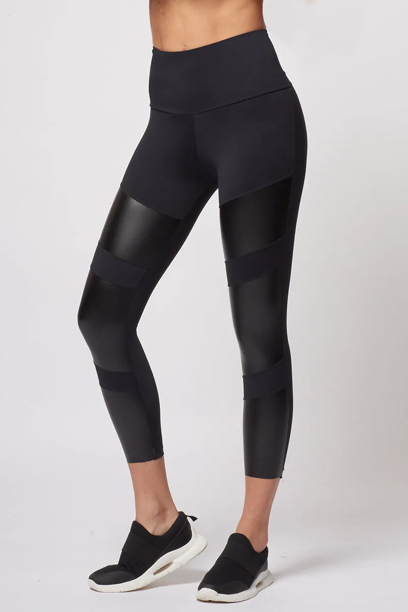 Medium Compression Tri Block Waisted Leggings Black