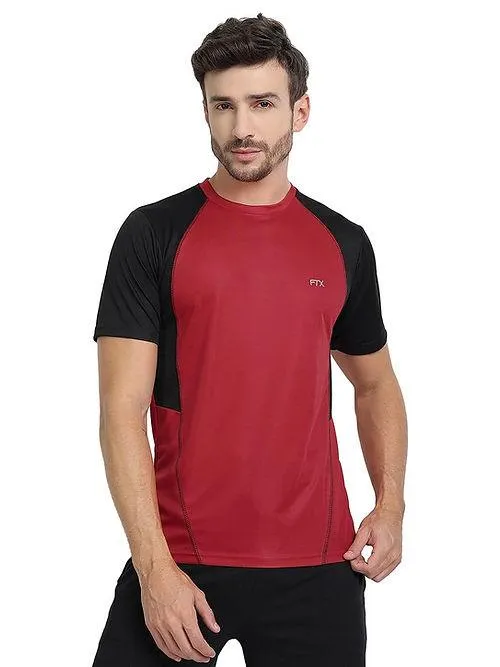 Men's Bi-Color  Dri-FIT Workout T-Shirts (Red/ Black)