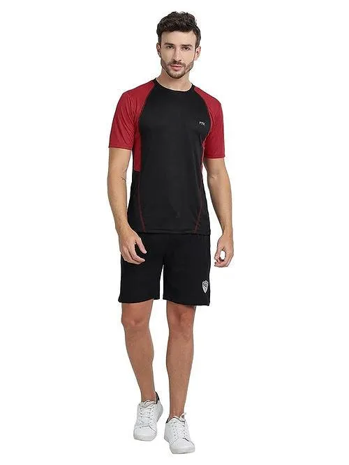 Men's Bi-Color  Dri-FIT Workout T-Shirts (Red/ Black)