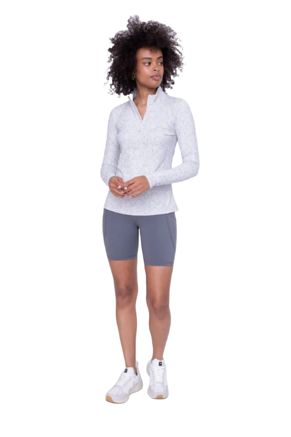 Mono B Half Zip Fitted Long Sleeve Top AT-A1150