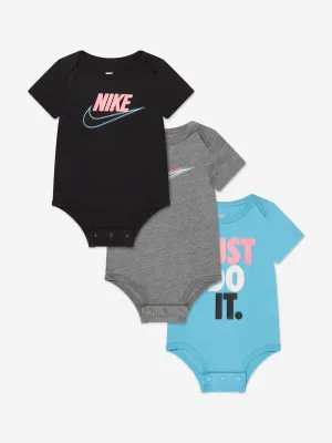 Nike Baby Boys 3 Pack Bodysuit Set in Blue