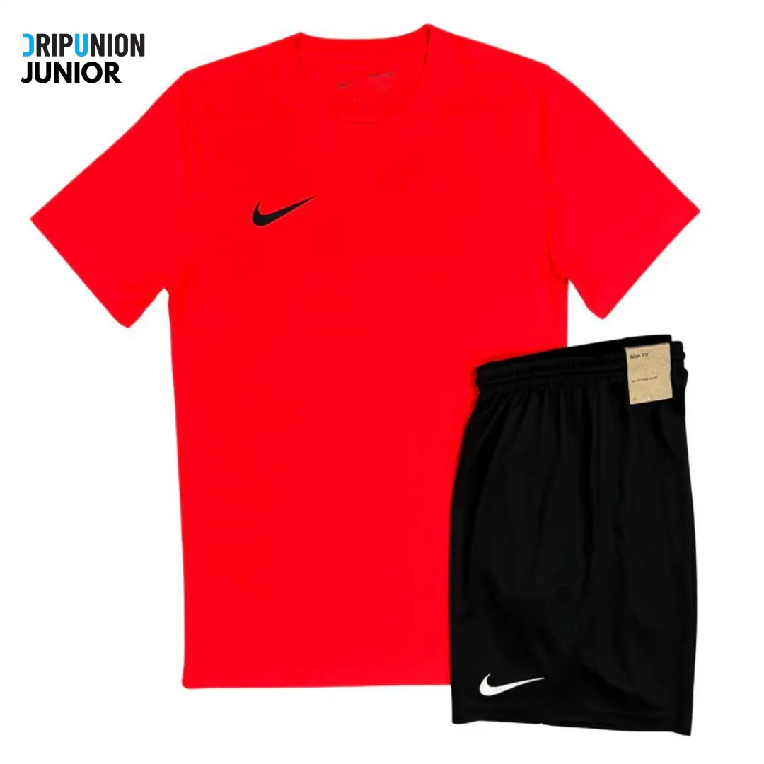 Nike Junior Dri-Fit Tshirt / Shorts Set - Red Crimson / Black