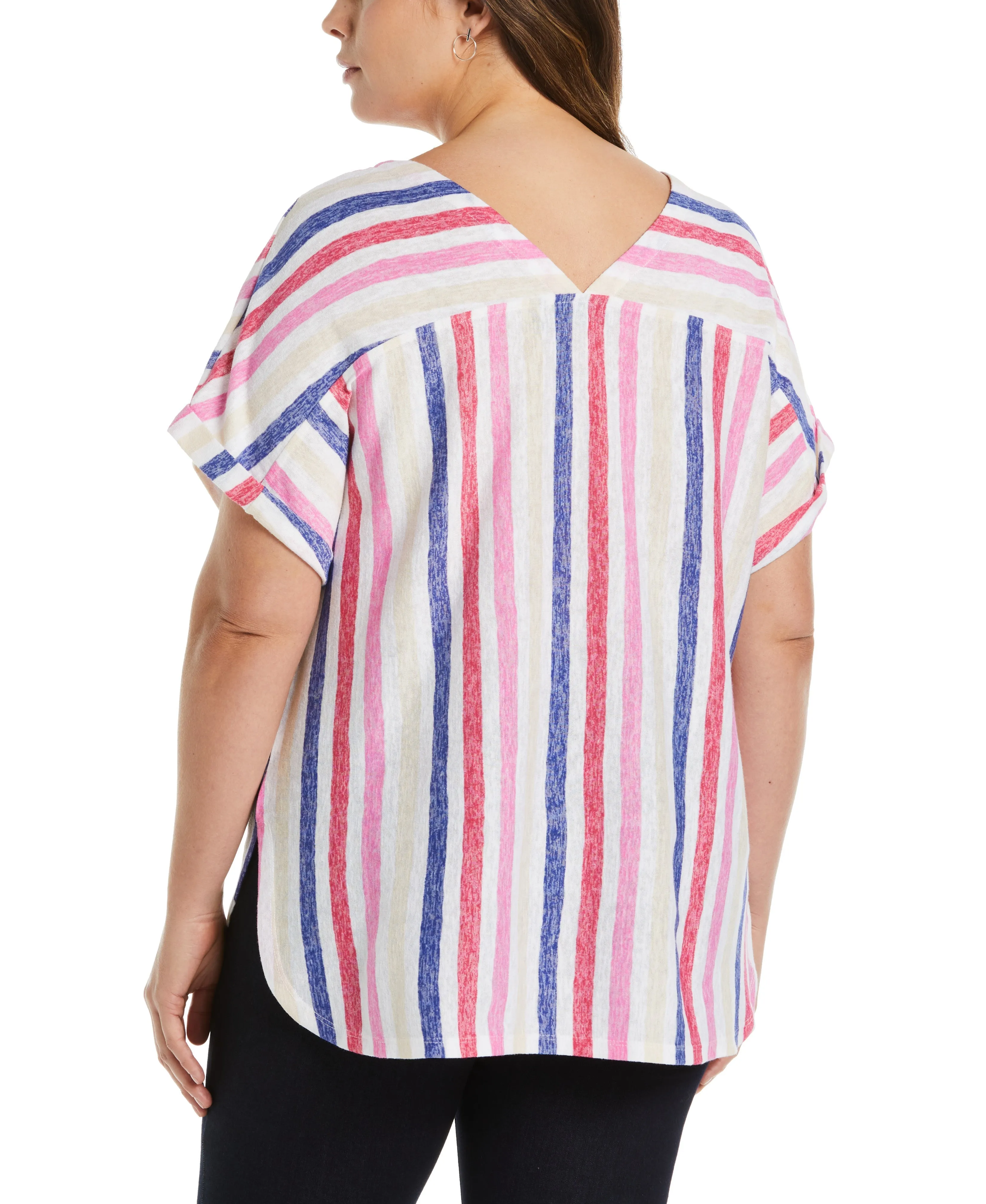 Plus Size Stripe V-neck Top