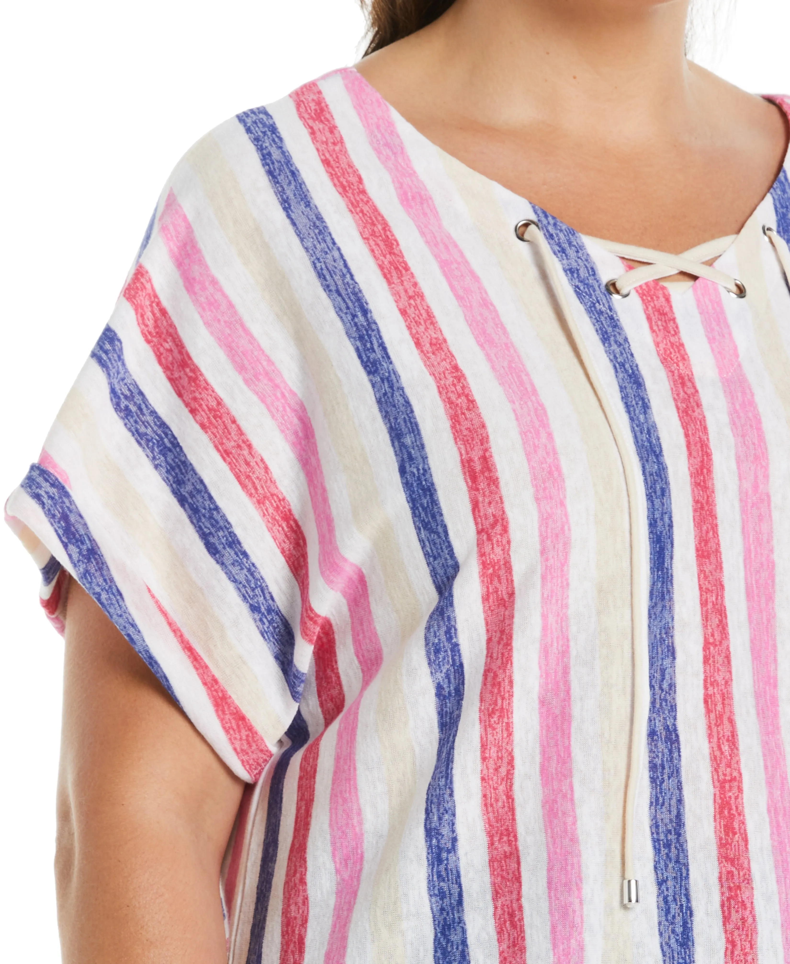 Plus Size Stripe V-neck Top