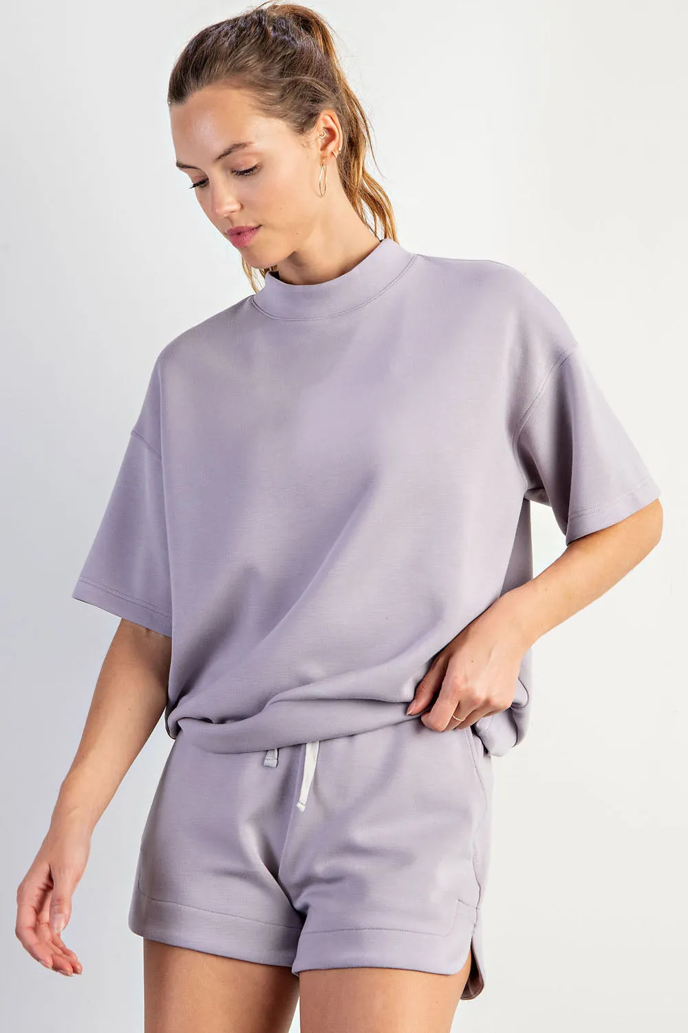 Rae Mode Mock Neck Short Sleeve Top