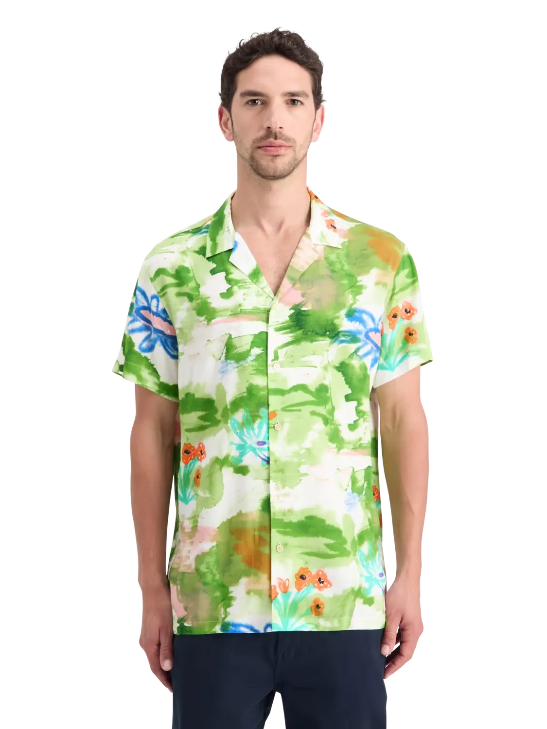 Regular-Fit Flower Printed Shirt (Green) - 178739WI24300