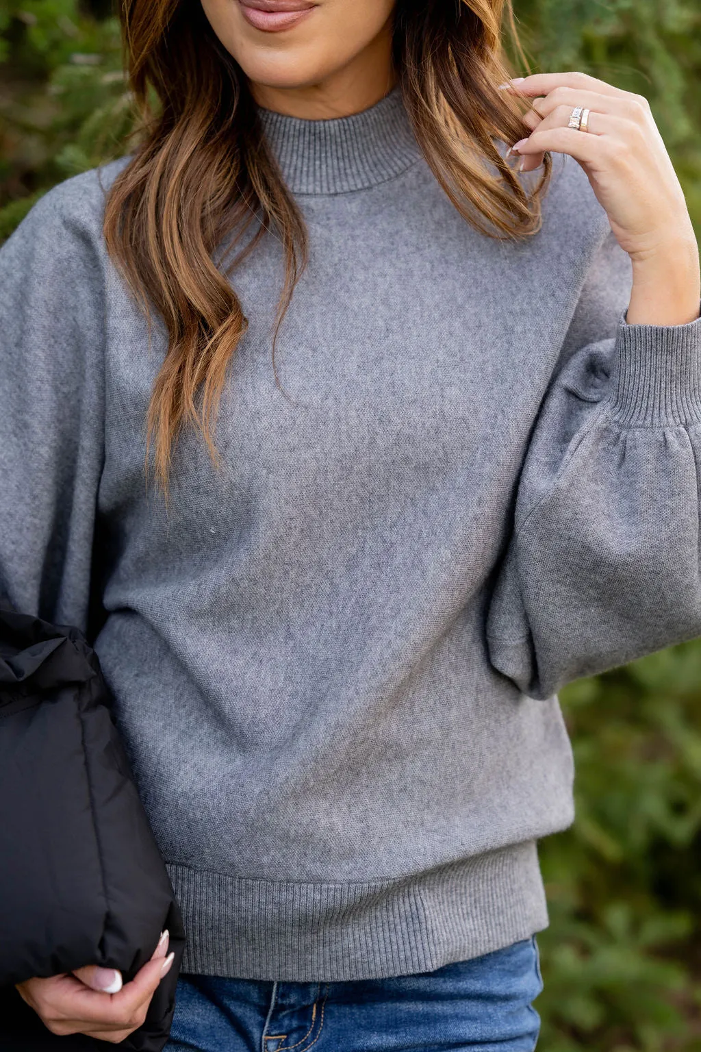 Relaxed Sleeve Mock Neck Sweater