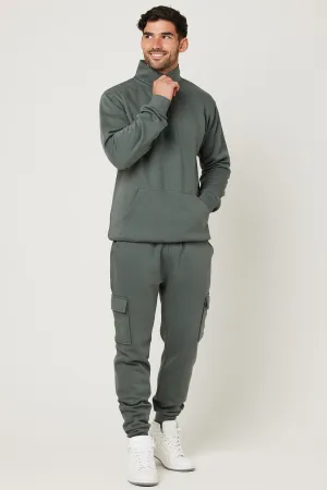 Rodney 1/4 Zip Fleece Cargo Tracksuit - Gun Metal