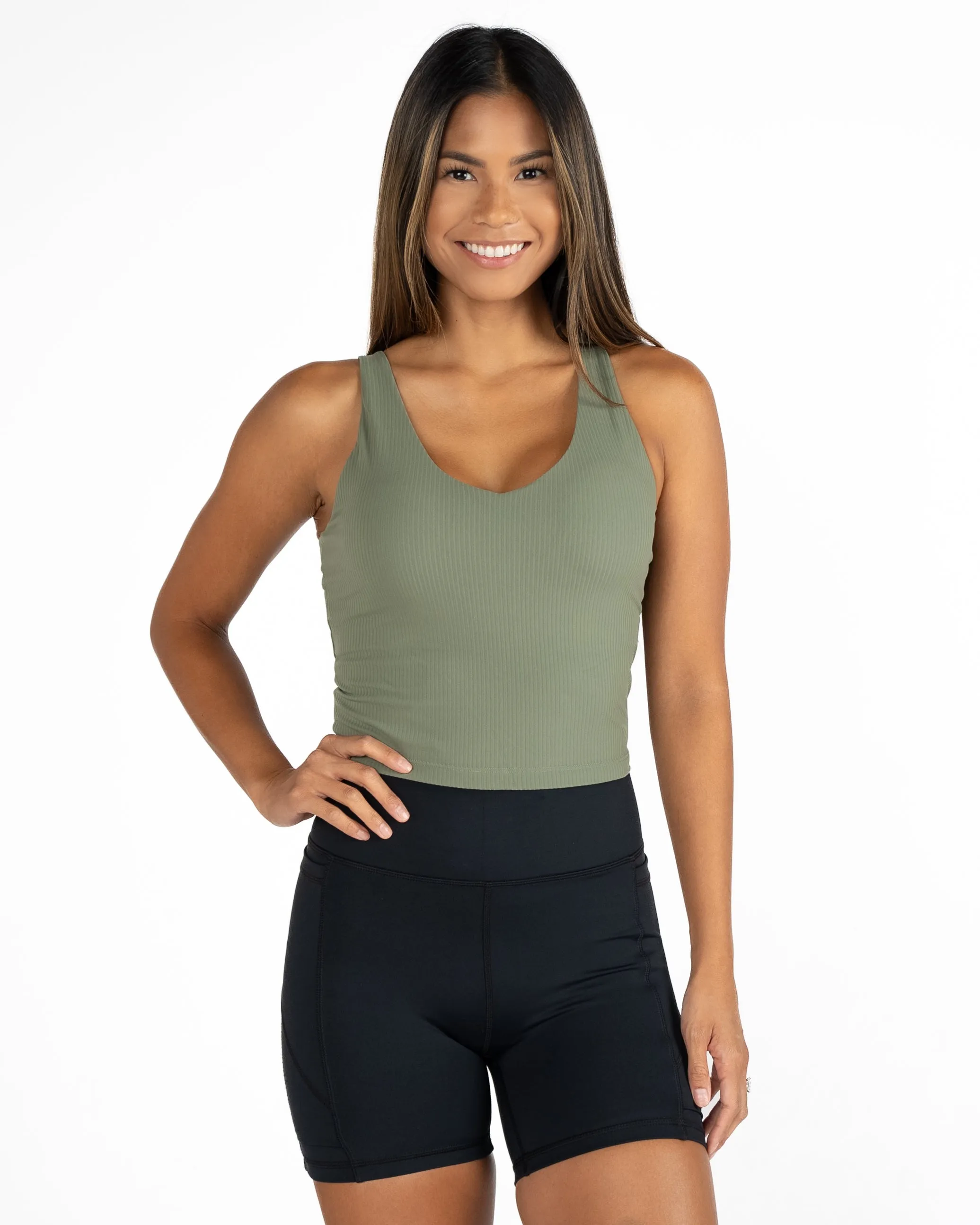 Shakti Ribbed Tank (Mid-Length)  - Olive