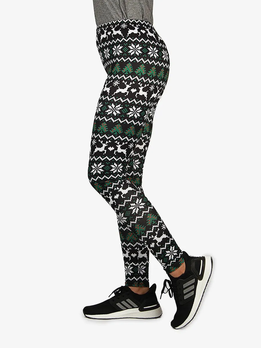 Snowflake Fall - Compression Tights - 1617 - Black / Multi