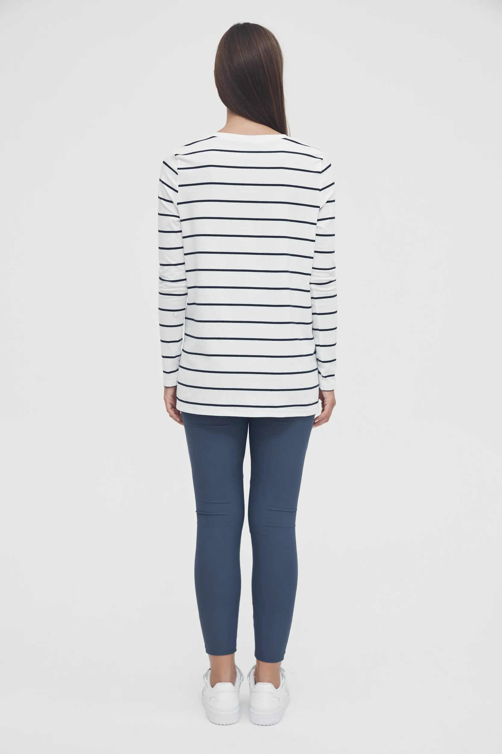 Sophia Stripe Tee (White Navy Stripe)