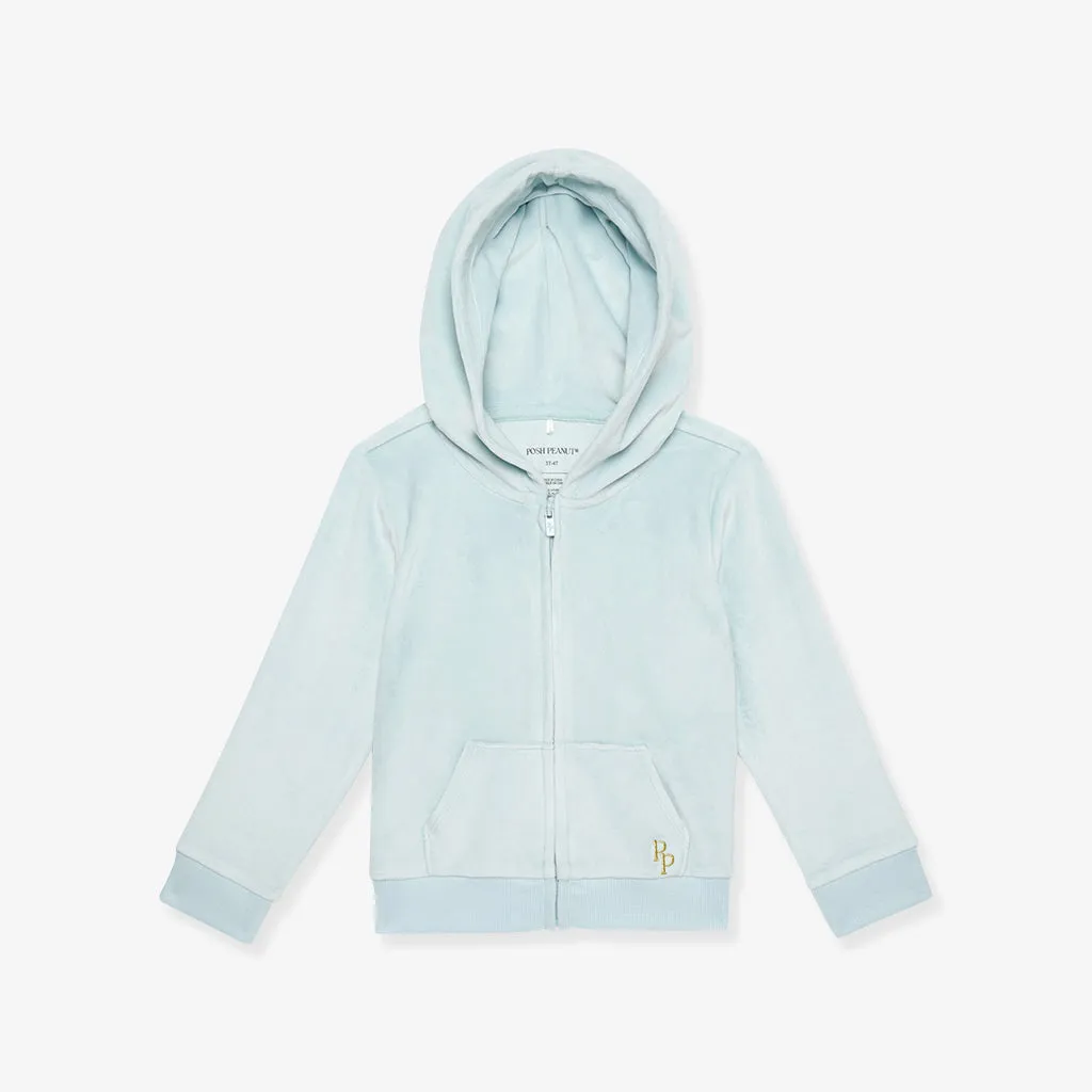 Starry Blue Velour Zip Hoodie