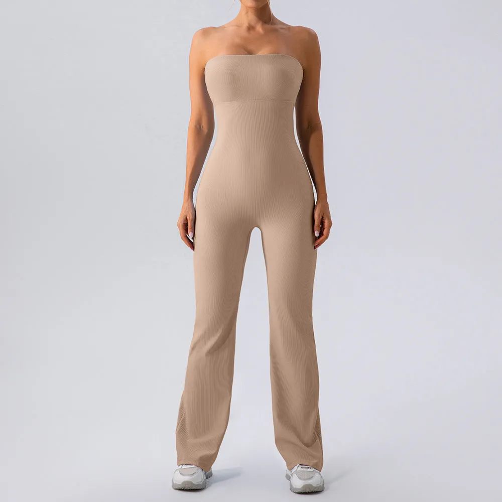 Strapless Rib Knit Jumpsuit (4 Colors)