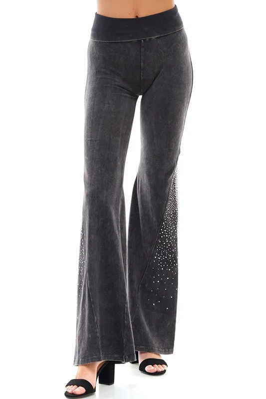 T-Party Crystal Rhinestones Yoga Pants - Black