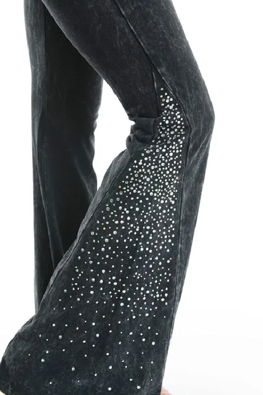 T-Party Crystal Rhinestones Yoga Pants - Black