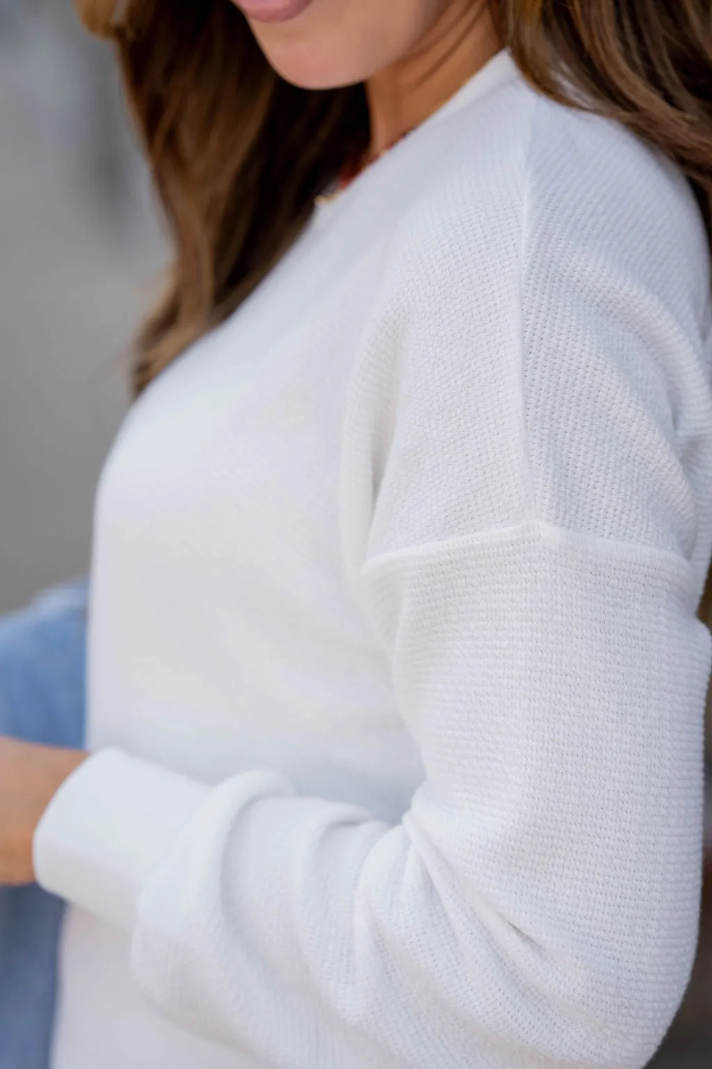 Textured Solid Trim Sweatshirt