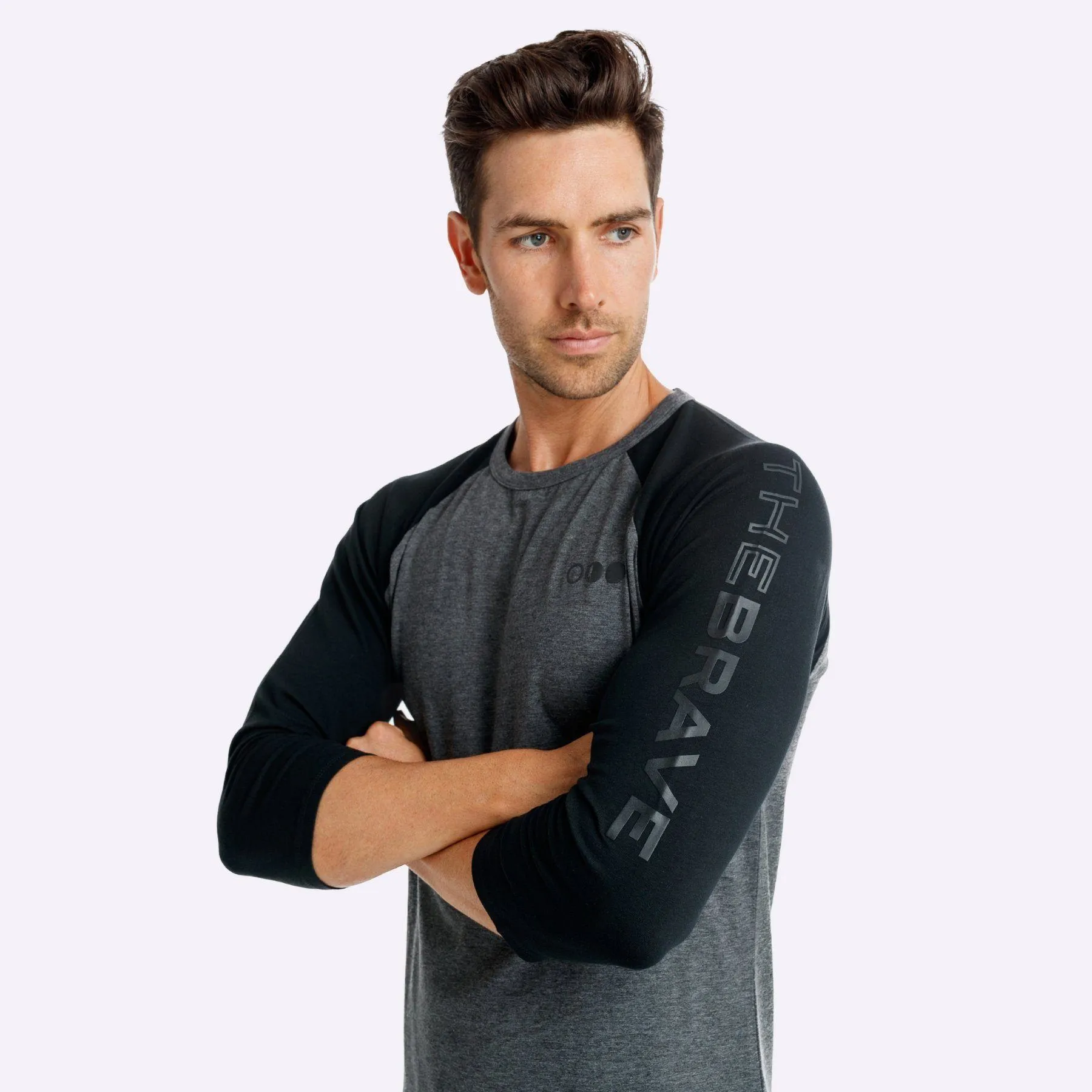 The Brave - Men's Adventure Raglan Shirt - Charcoal Marle/Black/Black