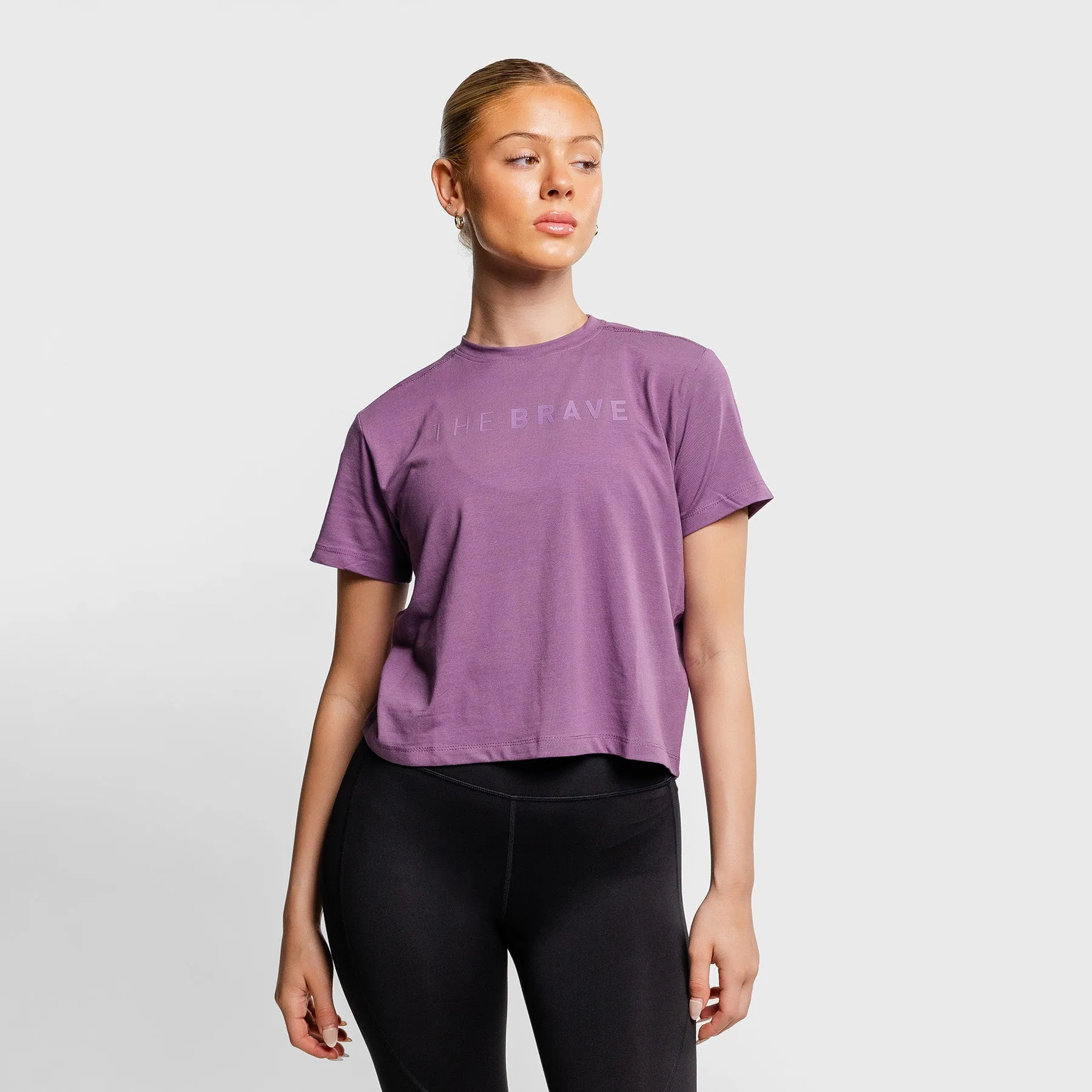 THE BRAVE - SIGNATURE CROPPED T-SHIRT - FIG