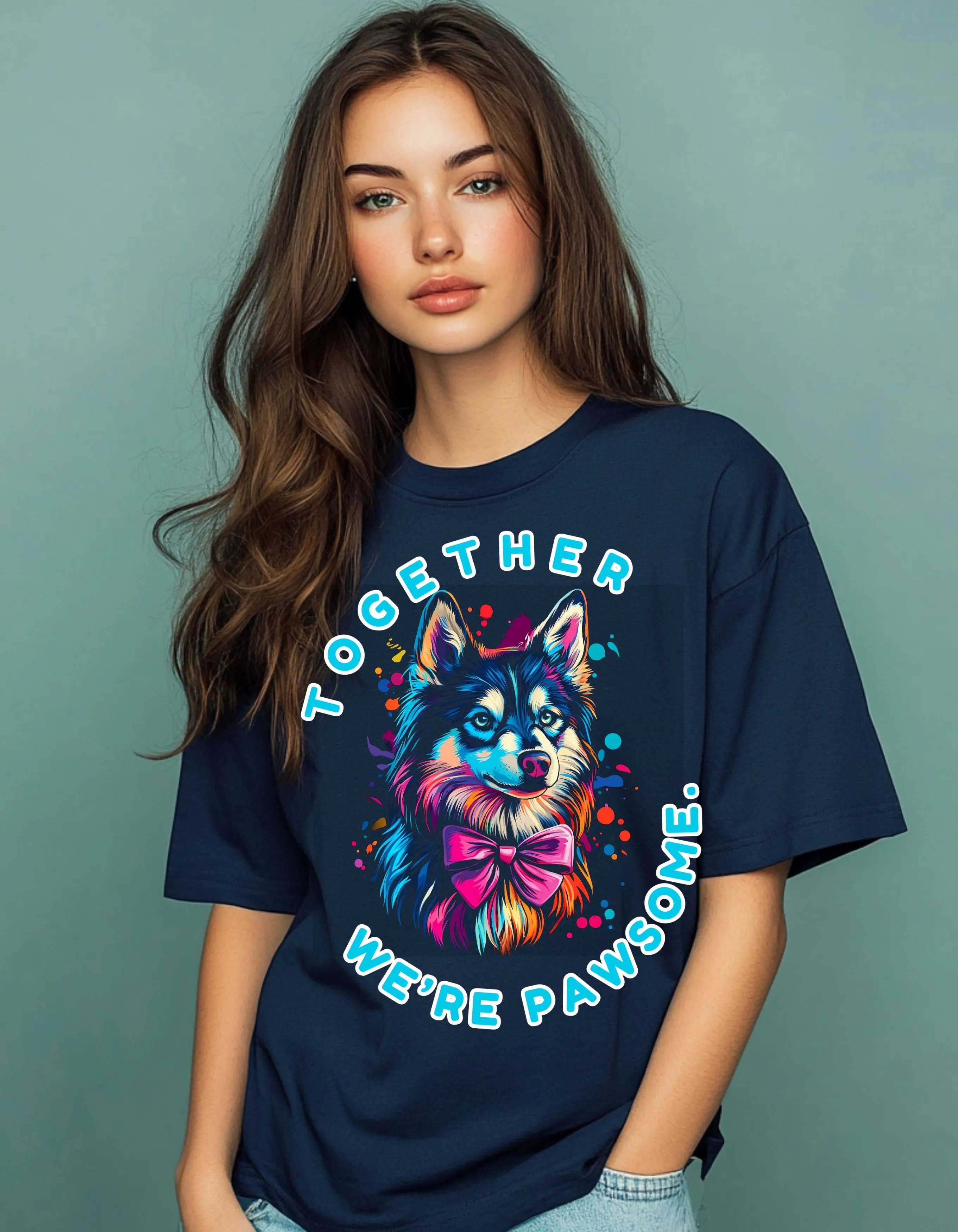 Together We’re Pawsome | Oversized Dog Graphic Cotton Tee