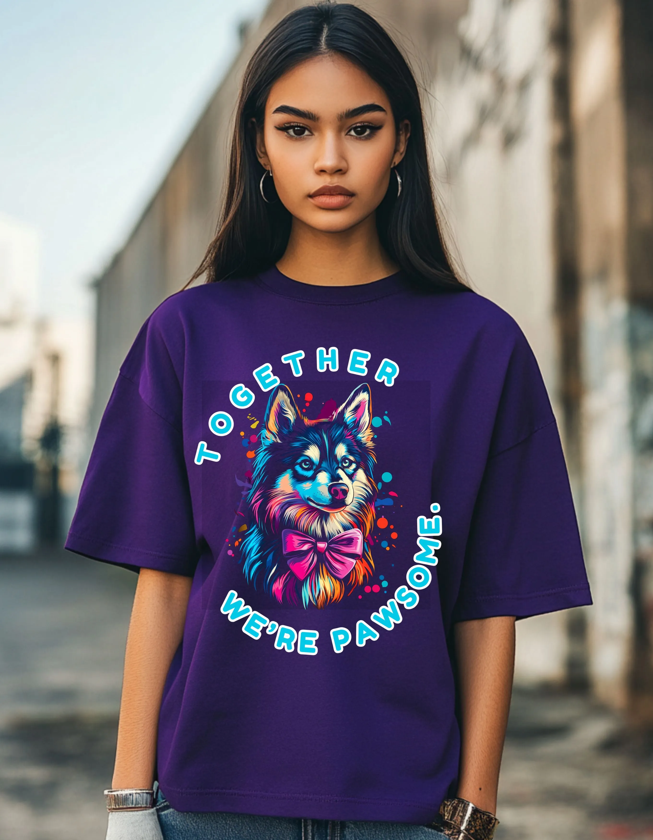 Together We’re Pawsome | Oversized Dog Graphic Cotton Tee