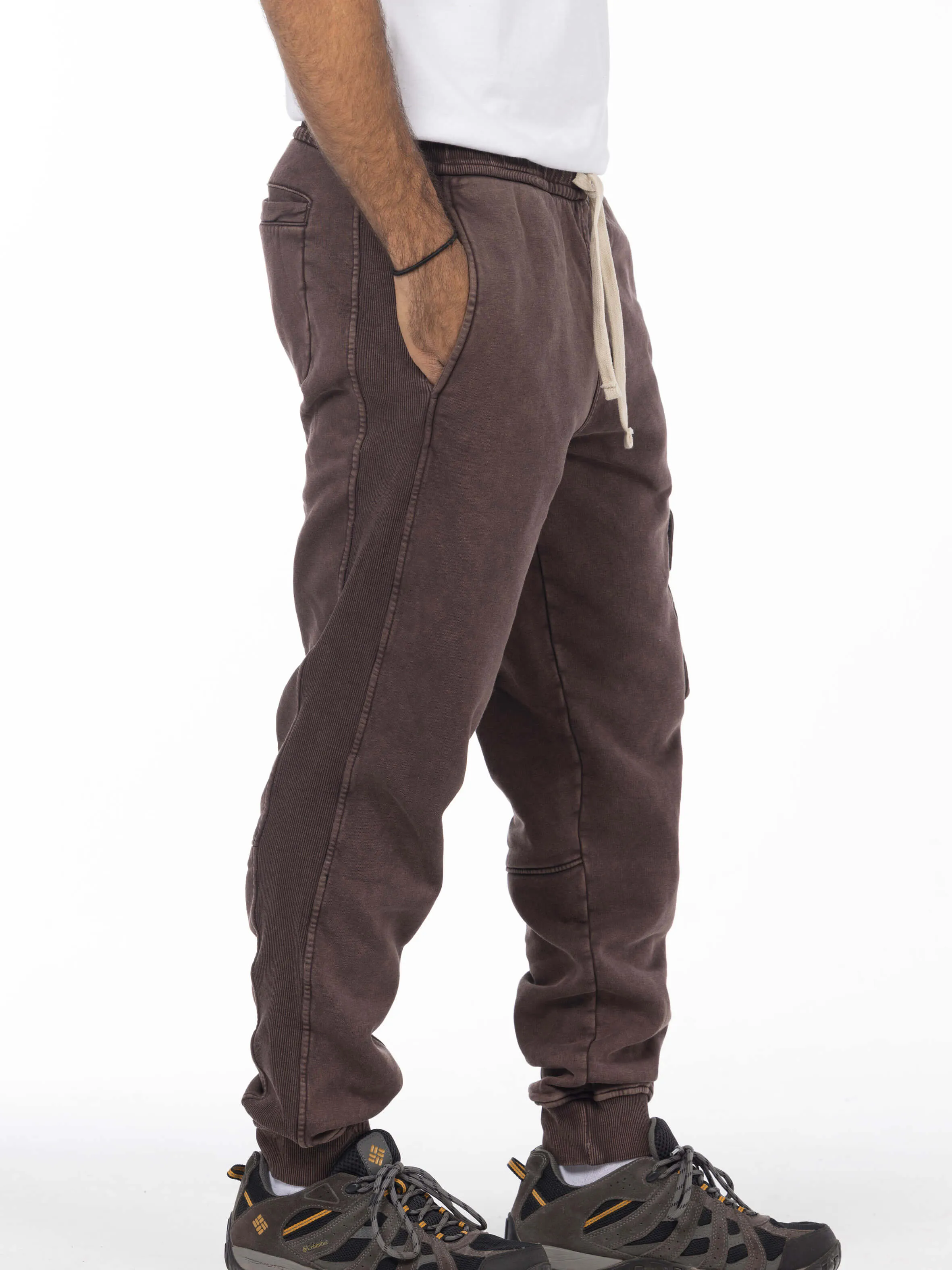 Unisex Acid Washed Winter Joggers - Brownish