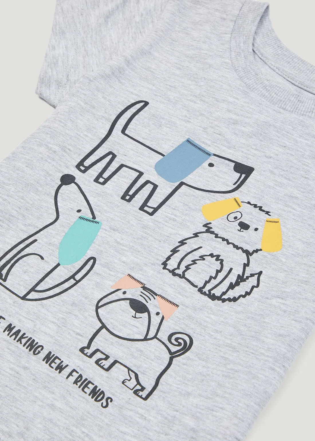 Unisex Grey Doodle Pet Print T-Shirt