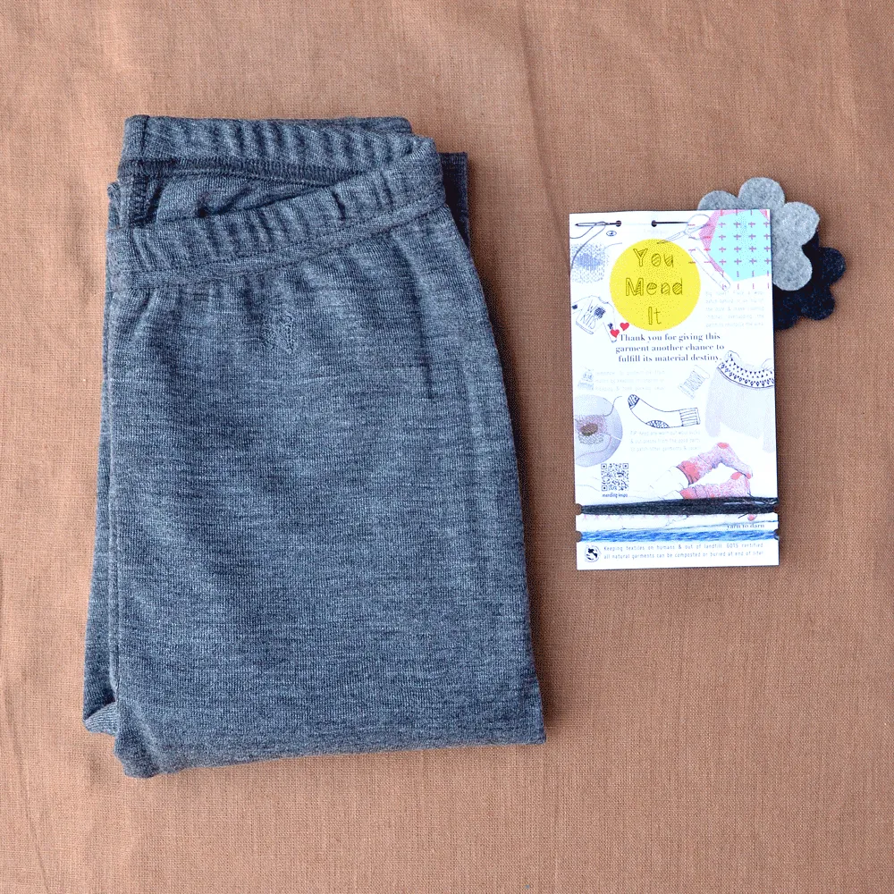 *Women's 100% Organic Merino Wool Leggings- Slate (34/36) *SECONDS/YOU MEND IT!