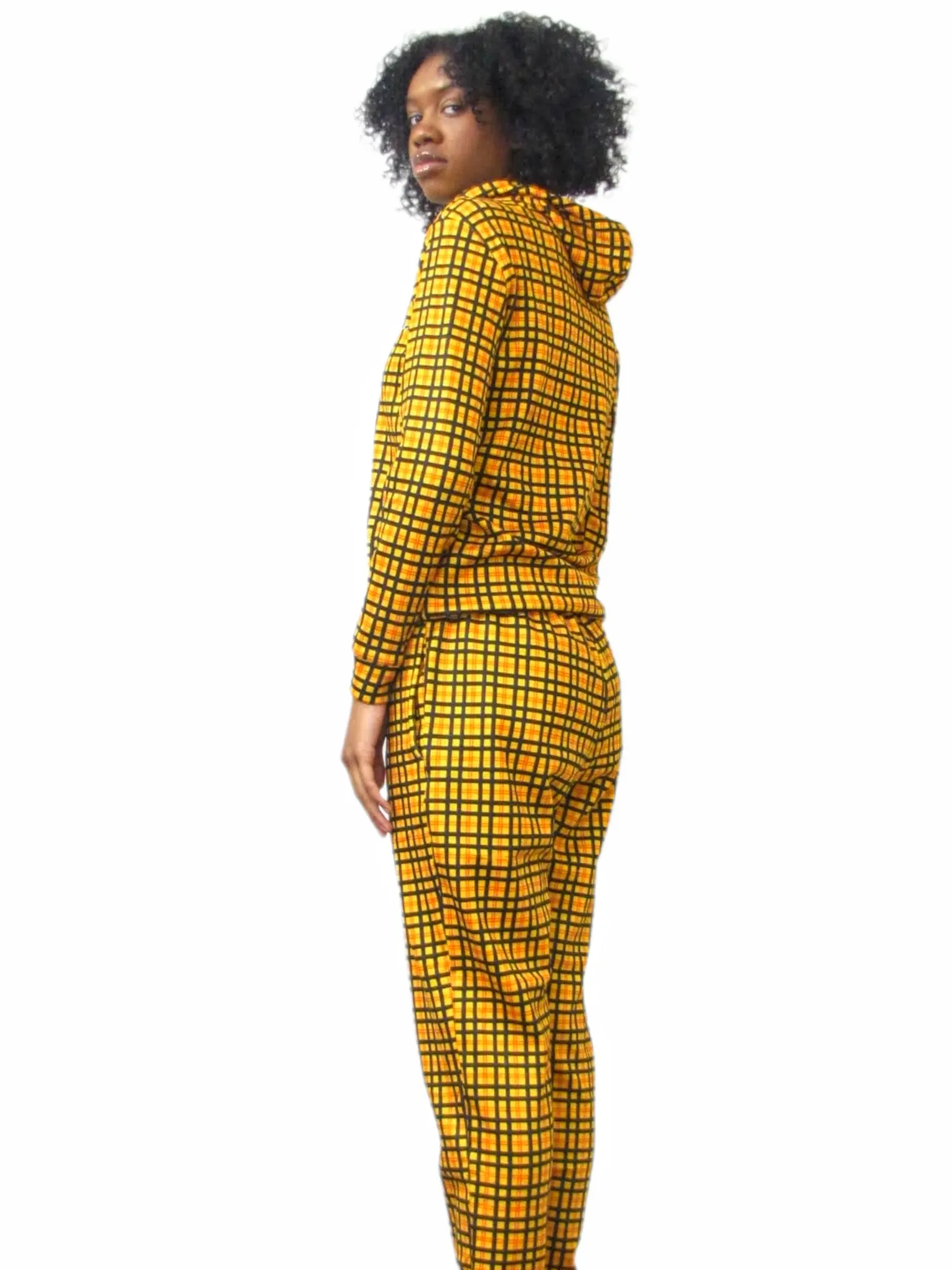 Women’s Casual Yellow Stripe Tracksuit Set – Bright & Cozy Two-Piece Outfit