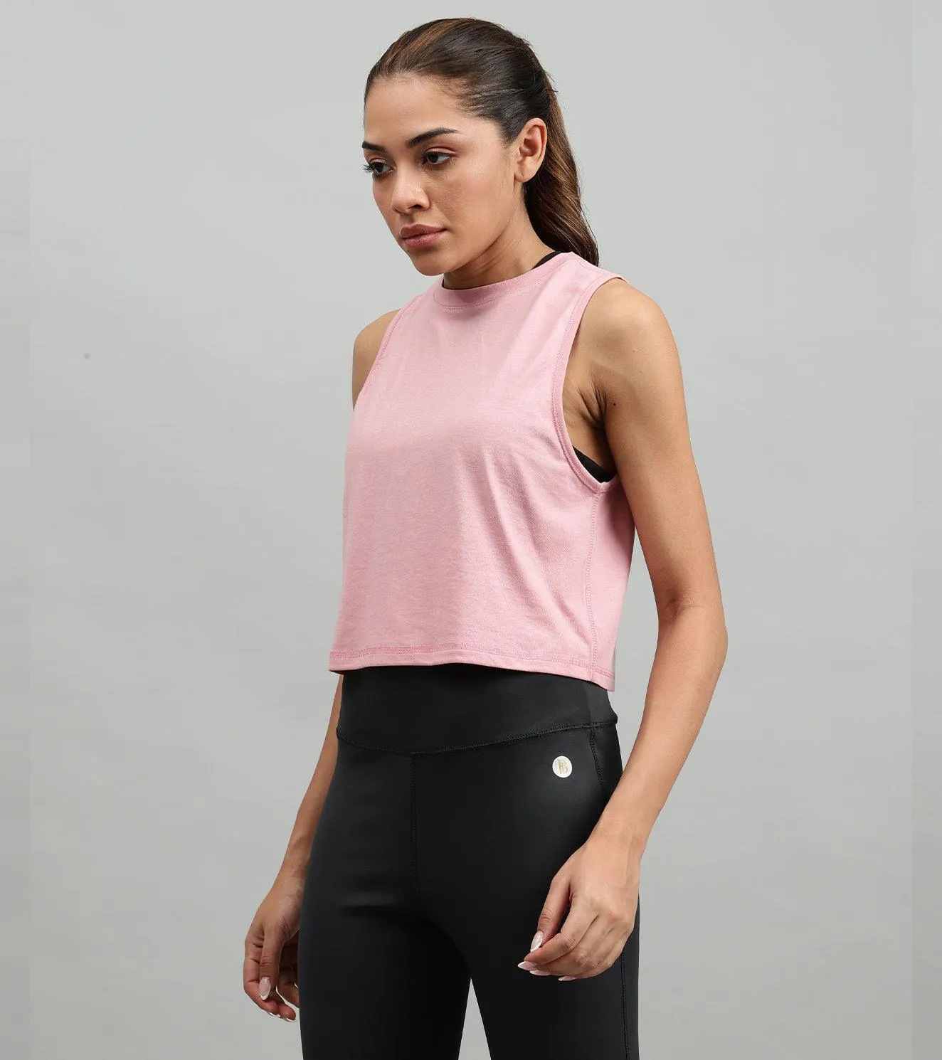 Women's crop muscle tank top Salmon