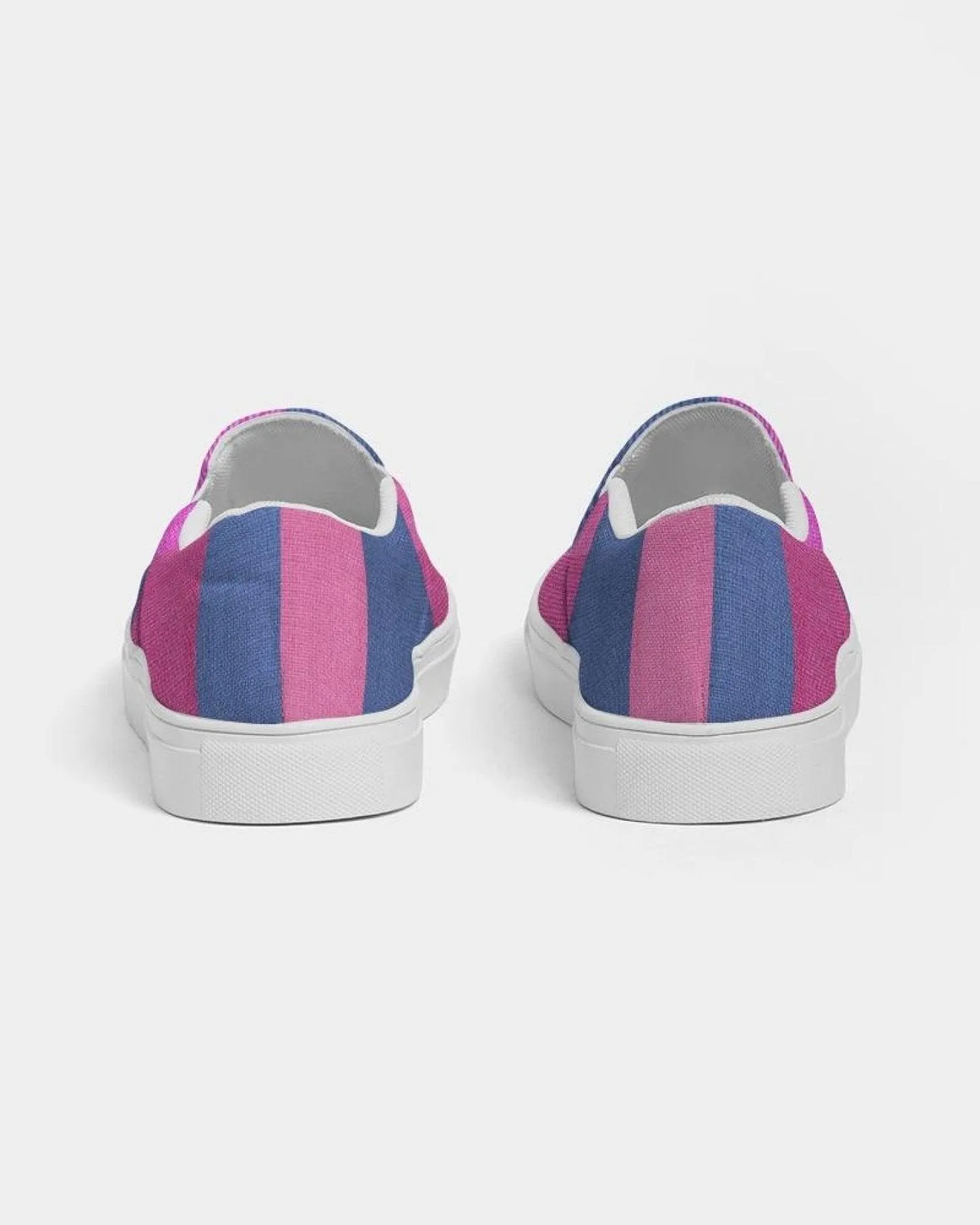 Womens Sneakers - Pink & Blue Geometric Print Slip-on Canvas Shoes