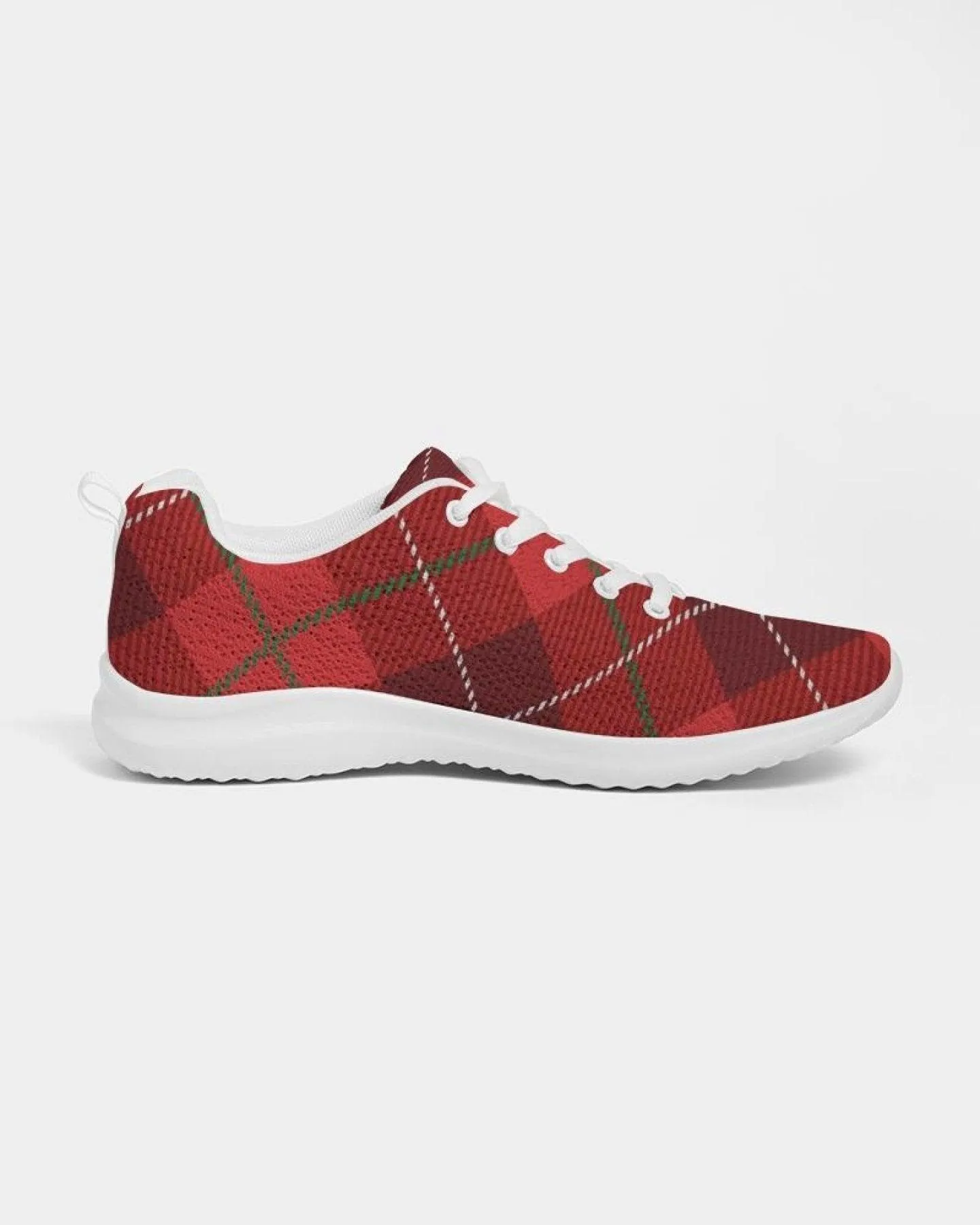 Womens Sneakers - Red Plaid Canvas Sports Shoes / Running