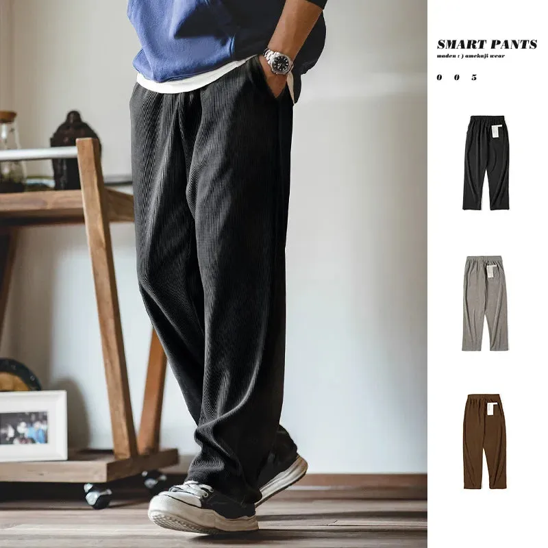 Work Clothes with Straight Legs Imitation Corduroy Long Pants for Men