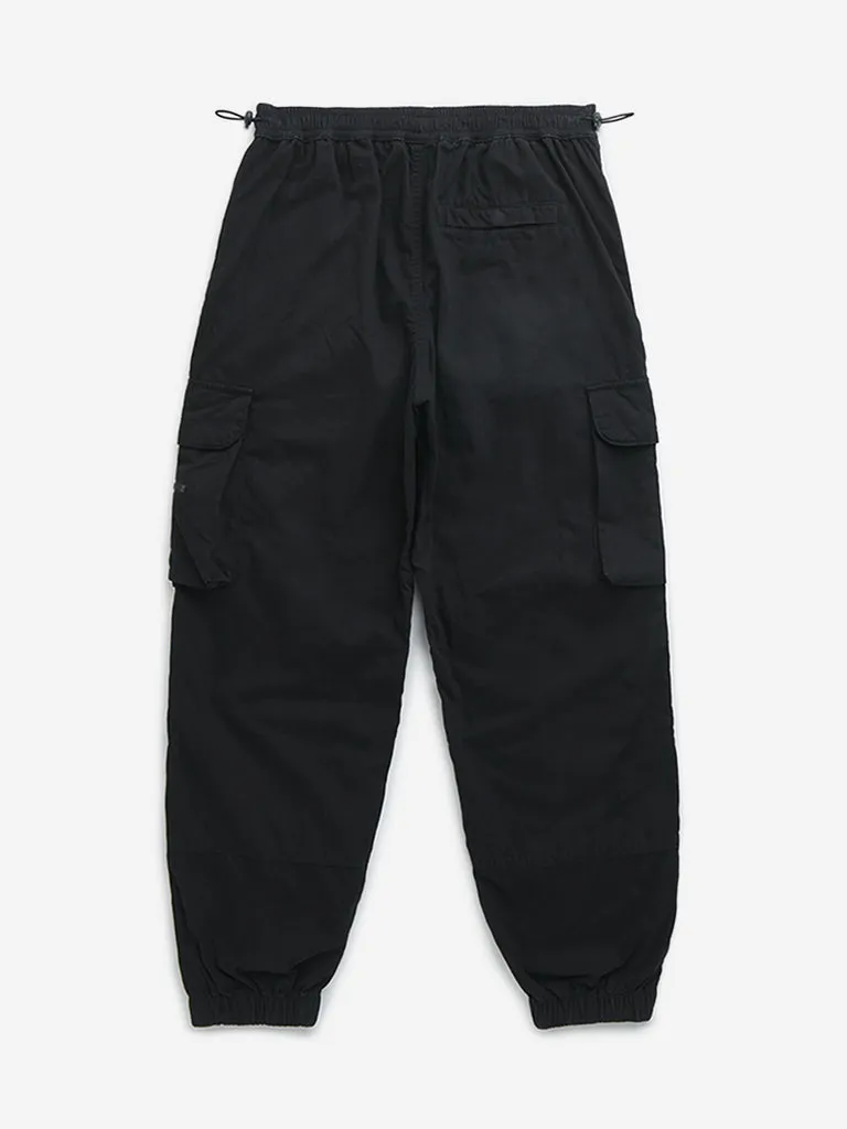 Y&F Kids Black Mid-Rise Cargo Joggers